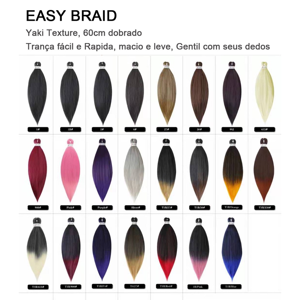 Cabelo Jumbo Easy Braid 90 G Para Tranças Várias Cores Macio e Leve ...