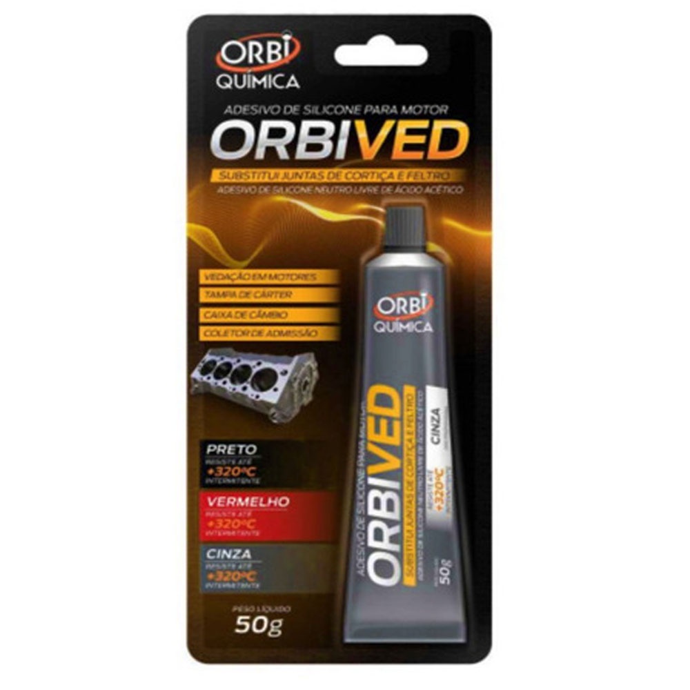 Cola Silicone Junta Alta Temperatura Orbived 50g Cinza - Orbi Quimica