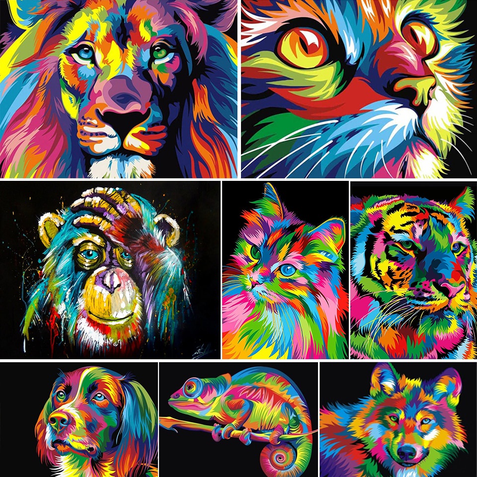 DIY 3D Mosaico Pintura de Animais, Gato, Leão, Tigre, Bloco de Construção,  Bordado, Home Wall Art