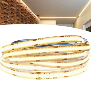 Fita Led Cob 5 Metros 12v Ip20 256leds Por Metro Cor Branco Quente