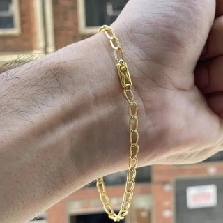 Pulseira de Ouro Grumet 3,5mm Banho de Ouro 24k Pulseira Masculina Banhada em Oferta na Shopee