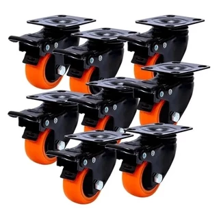 Kit 8 Rodas Rodinhas Rodízio Reforçada 50mm 800kg P/ Móveis Com FREIO