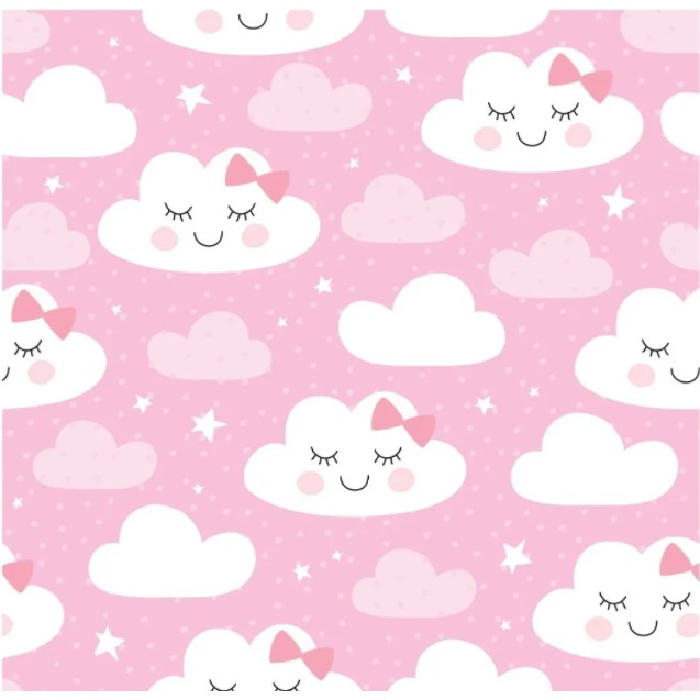 Papel de parede kawaii rosa com nuvem