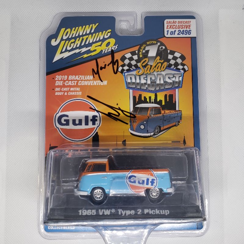 Johnny Lightning 1965 VW Kombi Type 2 Pickup Gulf - Salão Diecast Brasil 2019 - Exclusivo, Autografada