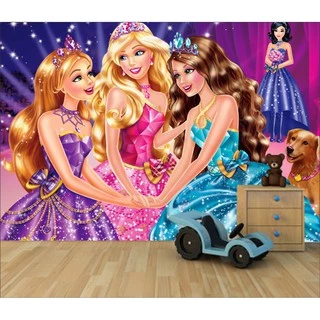 Auto Adesivo Papel De Parede Decorativo Princesas Barbie 4m² - PRIN 09 - 2,00 altura X 2,00 largura