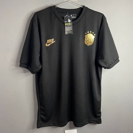 Camisa Camiseta da Seleção Brasileira Preta Dourada Lançamento