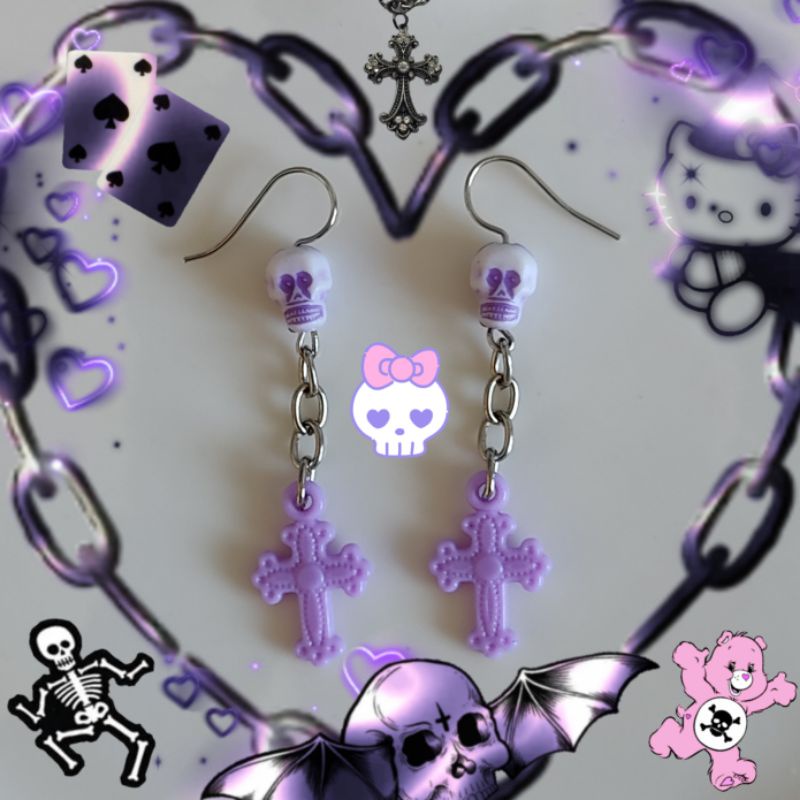 Conjunto Eye Ball Pulseira e Brincos Prata / Aesthetic - Goth - Dreamcore -  Weirdcore - Emo