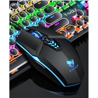 T-wolf G510 Mouse Gamer Luminoso Colorido Com Fio / Mouse / Escritório / Logotipo Luminoso