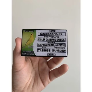 Placa identificação personalizada para gaiola de pássaros todas espécies trinca, coleiro, coleiro baiano, azulão, curió, bico pimenta, canário da terra e belga, galo de campina, sofrê, etc.