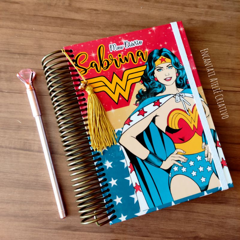 Diário Caderno Personalizado Mulher Maravilha | Shopee Brasil