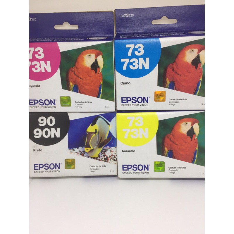 KIT 04 CORES EPSON 90N PRETO 73N ORIGINAL LACRADO
