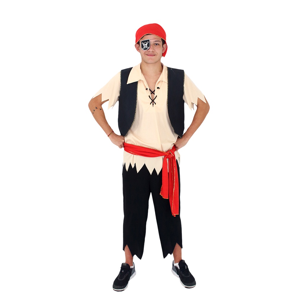 Fantasia Pirata Masculino Adulto Caveira Carnaval Classico
