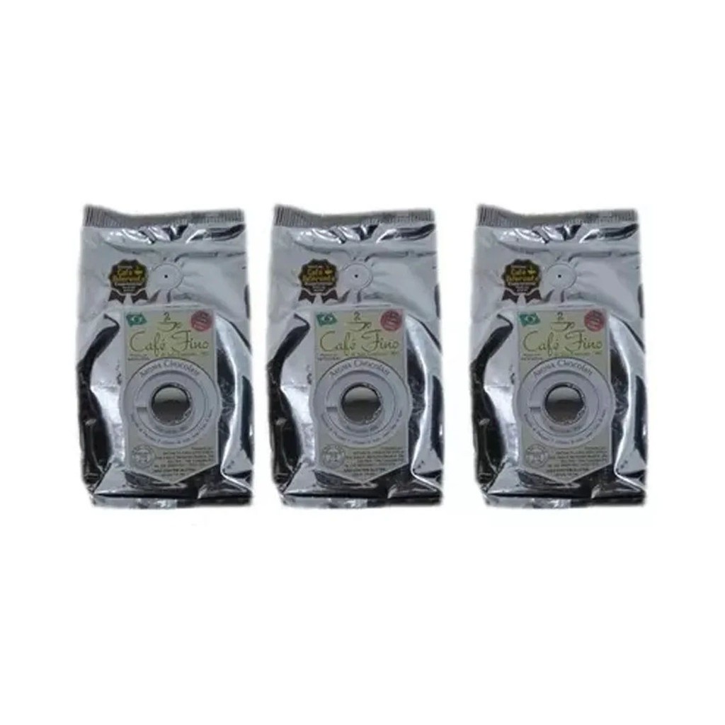 3 Cafés Fino Gourmet Moído Aroma Chocolate 100% Arábica 250g