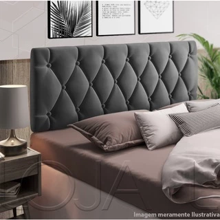 Cabeceira Painel Estofada Casal Pari 1,40 Dobrável Cama box Grafite
