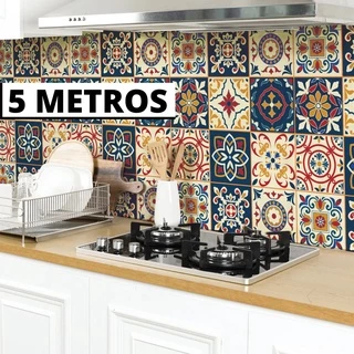 5 METROS Papel De Parede Plastico Adesivo Azulejo Lavável Cozinha Banheiro Sala Quarto
