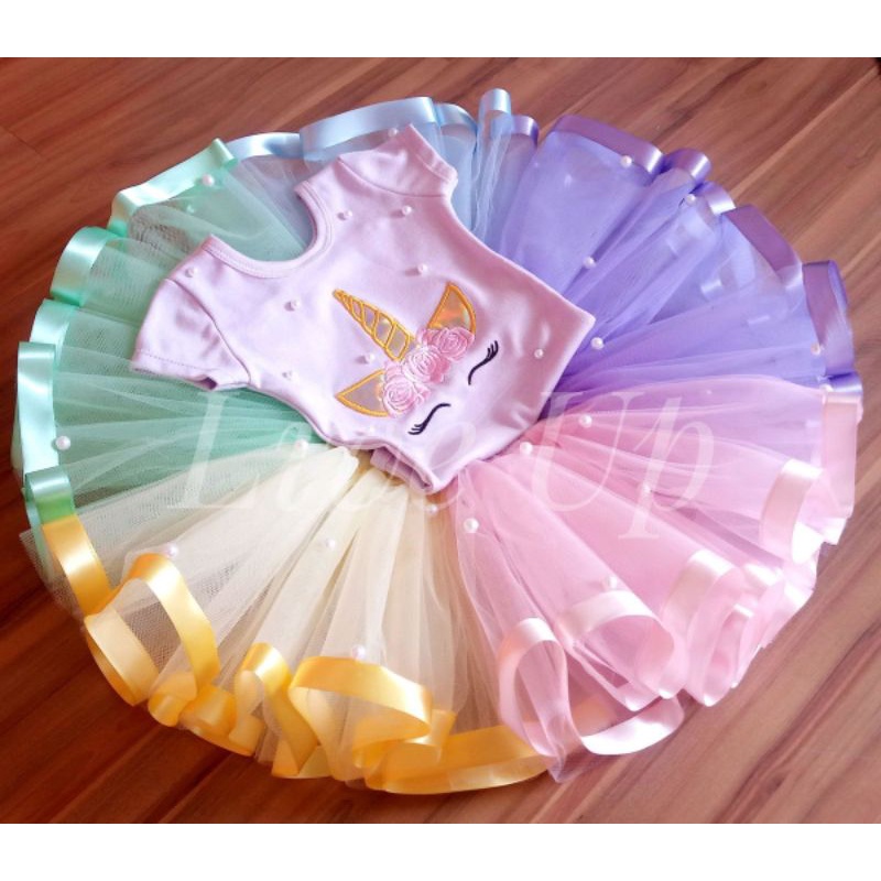 Saia de store tule unicornio infantil