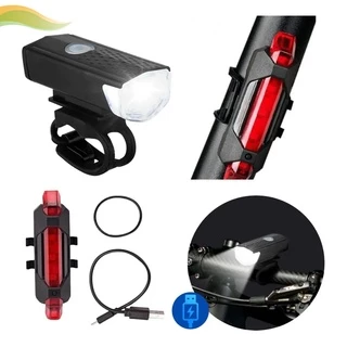 Kit Farol Bike Led Potente USB e Sinalizador Traseiro