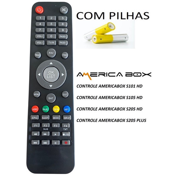 CONTROLE AMERICA BOX S101 HD S105 HD S205 HD PRONTA ENTREGA | Shopee Brasil