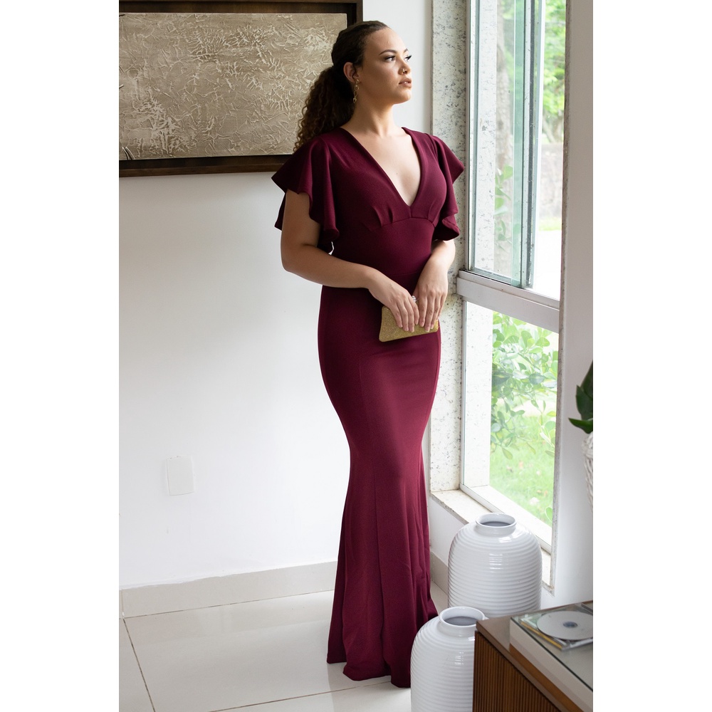 Vestido de madrinha gestante hot sale marsala