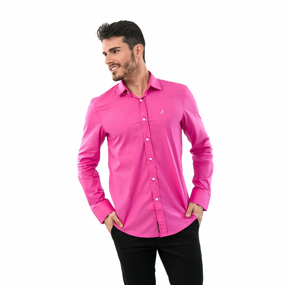 Camisa social slim sales rosa