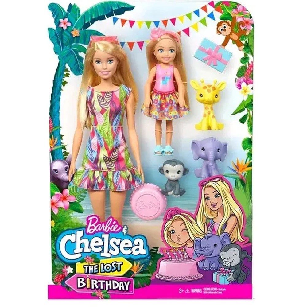 Boneca Barbie Chelsea THE LOST Birthday Animais Da Selva Mattel GTM82 ...