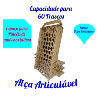 Suporte Organizador P/ Tinta Tecido PVA Acrilex Daiara Gato Preto 37ml Pinceis e Boleadores Pontialhismo