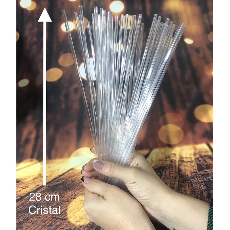 palito pirulito 28 centímetros cristal canudo pet bwb topo de bolo (50 unidades)