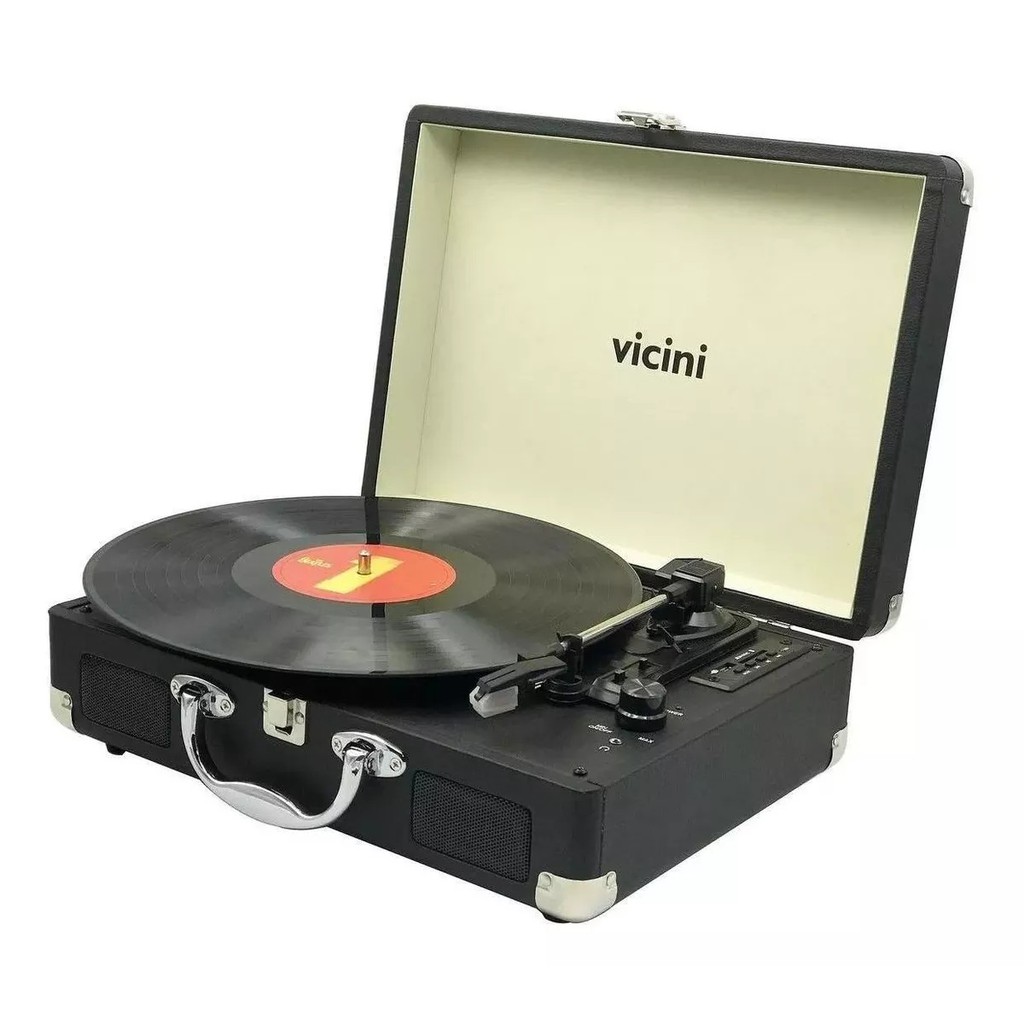 Vitrola retrô toca disco Bluetooth grava vinil para Pendrive maleta ...