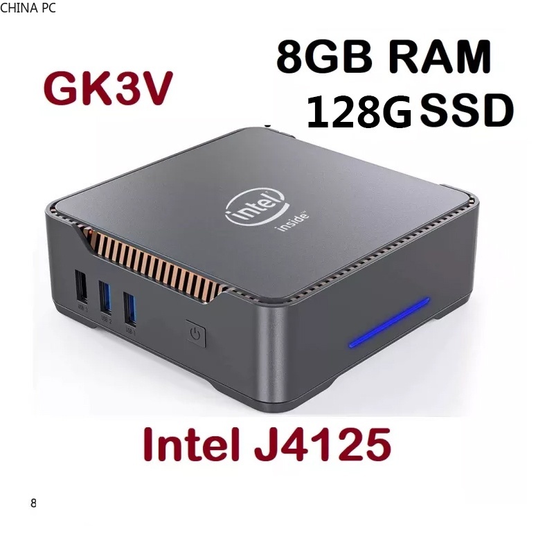 GK3V Intel J4125 Quad Core Mini PC DDR4 8GB 128GB SSD Windows 10 Dual WIFI 1000M LAN 4K De Jogos Computador Garantia USB 3.0 Suporte Desktop