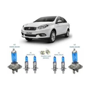 Kit Lâmpada Super Branca Grand Siena Farol Alto Baixo Millha + Brinde