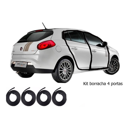 Kit Borrachas De Vedação Fiat Bravo 2014 2015 2016 4 Portas.