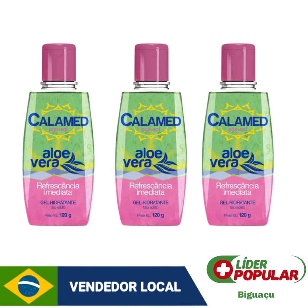 3 unidades Calamed Pós Sol 120g Gel Refrescante | Shopee Brasil