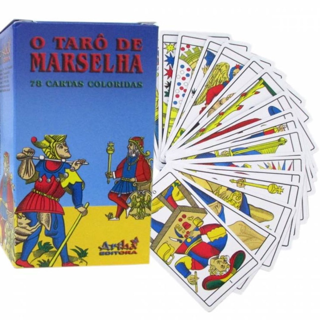 Baralho Tarot Tarô De Marselha Original 78 Cartas Plastificadas e Manual  Colorido - Escorrega o Preço