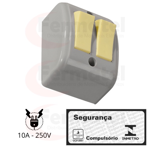 Interruptor Duplo Simples Externo Cinza A V Shopee Brasil