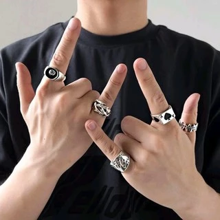 Anel Masculino Prata 5pçs