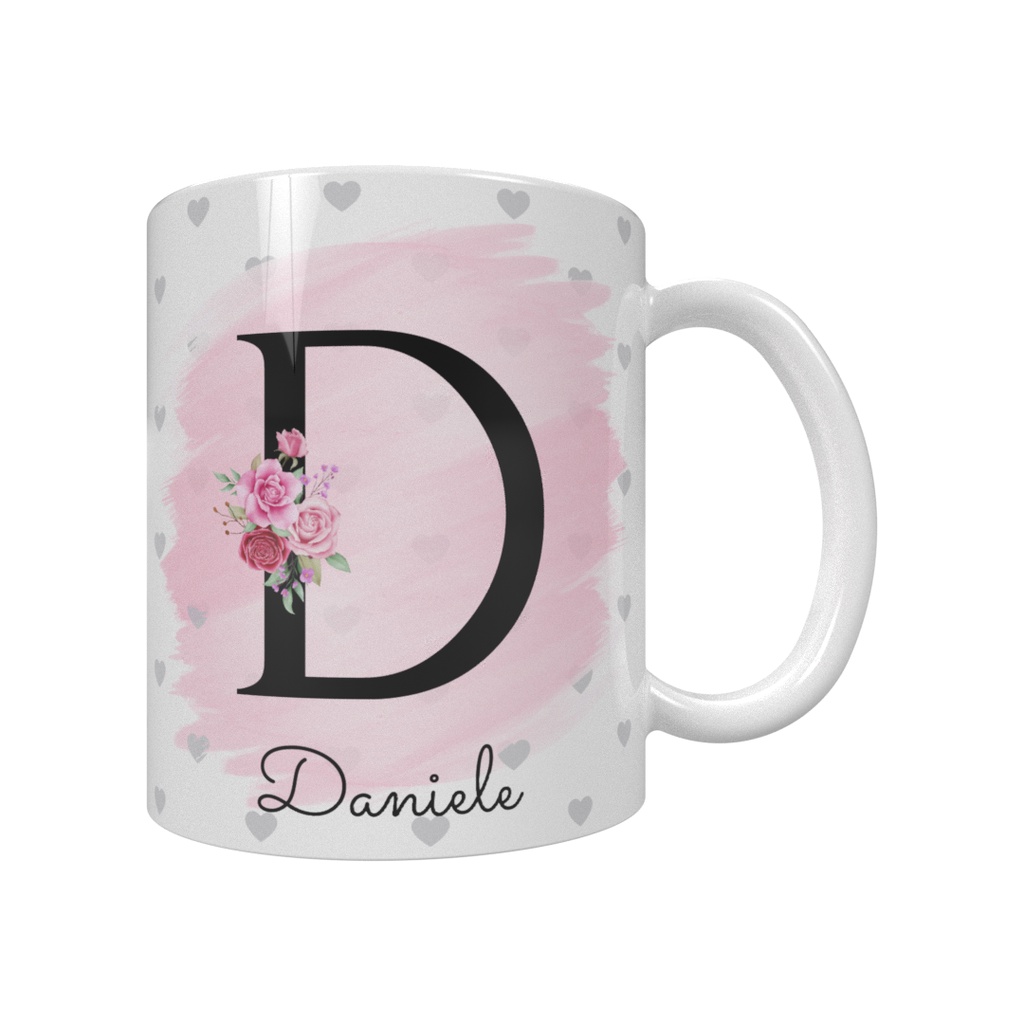 Caneca de Porcelana Personalizada com Nome e Letra Grande (325ml ...