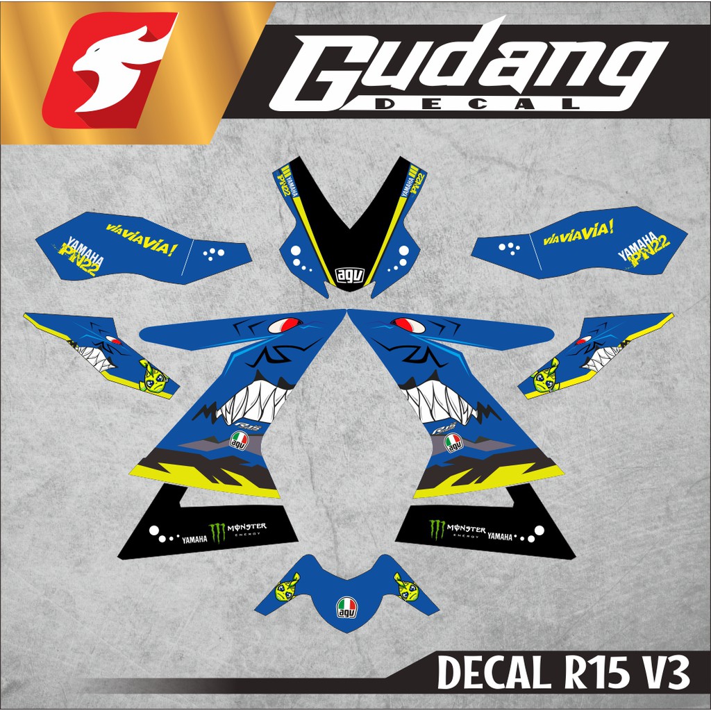 Autocolante DECAL Motocicleta YAMAHA R15 V2 V3 Corpo Completo | Shopee ...