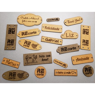 Kit 40 Etiquetas Tag Personalizadas em Zetex para artesanato, crochê, amigurumi, lembrancinhas
