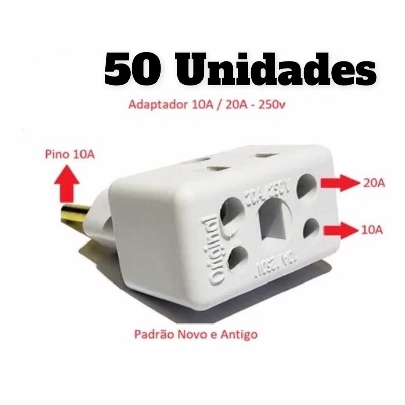 Kit 50 Adaptador T Tomada Benjamin Plug 10A 20A Bob Esponja Shopee Brasil