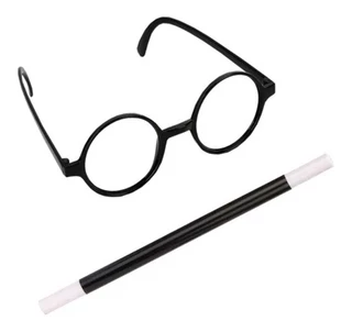 Kit Bruxo Varinha E Óculos Harry P. Fantasia Festas Cosplay