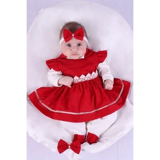 Saida de Maternidade Para Bebe Menina Alice Vermelho 04 peças Rose Roupas para Bebê Verde