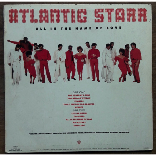 Lp Atlantic Starr All In The Name Of Love Impecável Vinil | Shopee