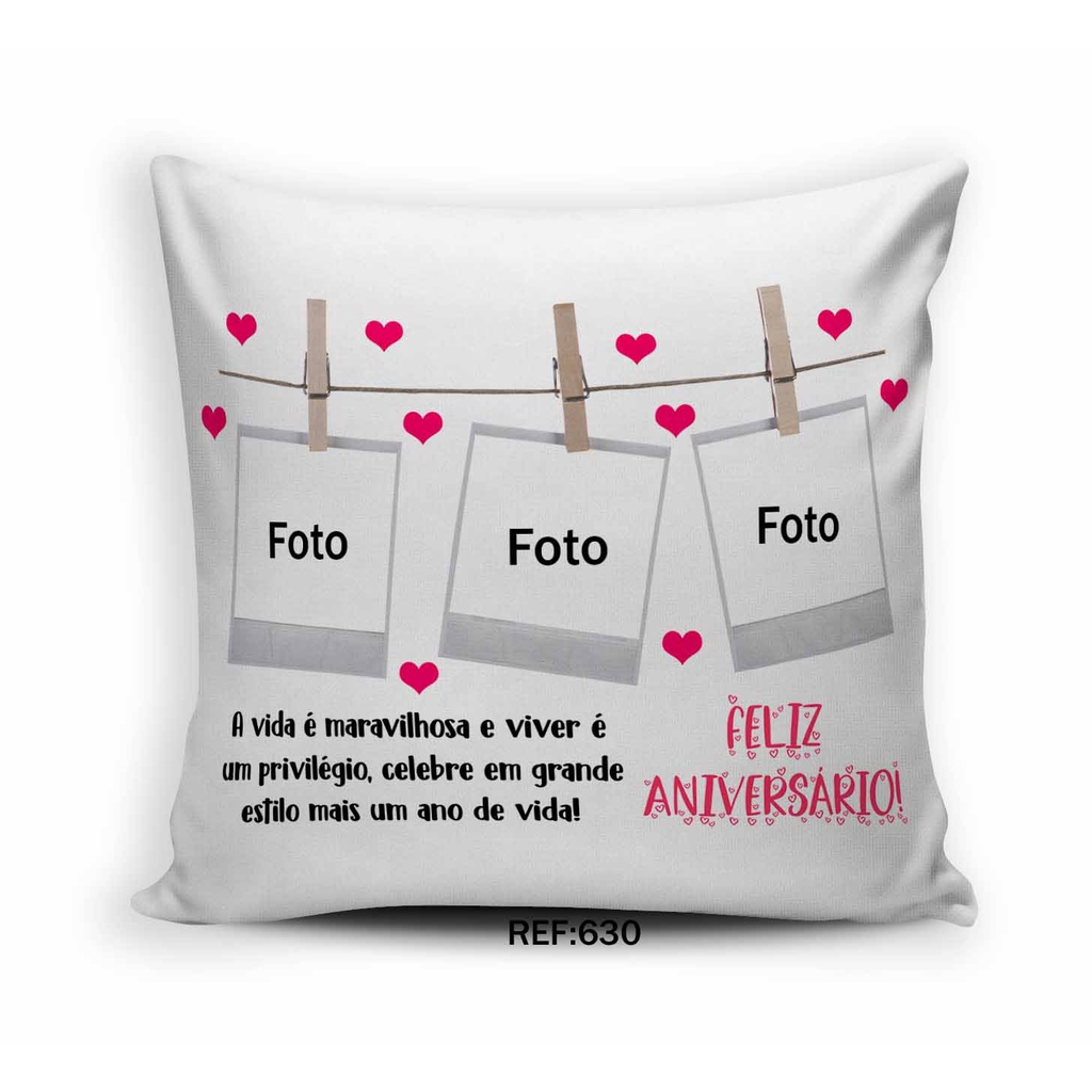 almofada personalizada feliz aniversário para presente com dizer e fotos tia  amiga namorada esposa noiva amiga | Shopee Brasil