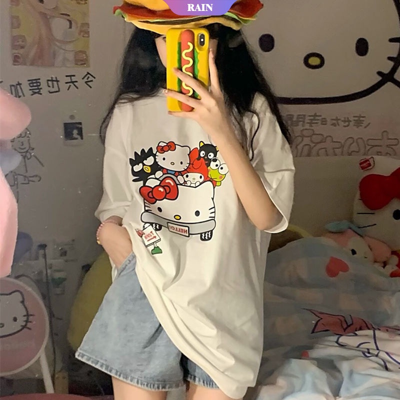 Sanrio Roupas Kawaii Minha Melodia Japonês Bonito Doce Solto T-shirt de  Manga Curta Para As