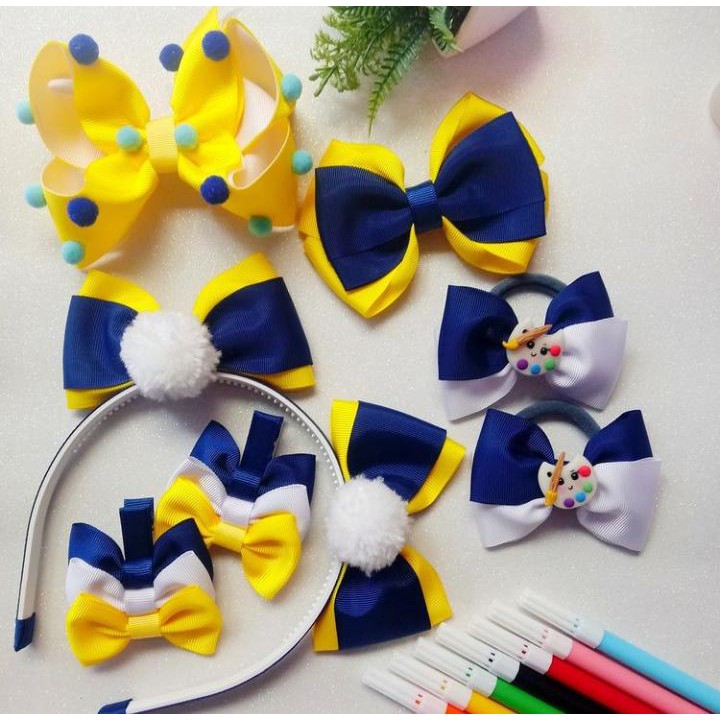 Kit de Laços - Laços para cabelo de meninas - Tiara - Bico de pato - laço escolar