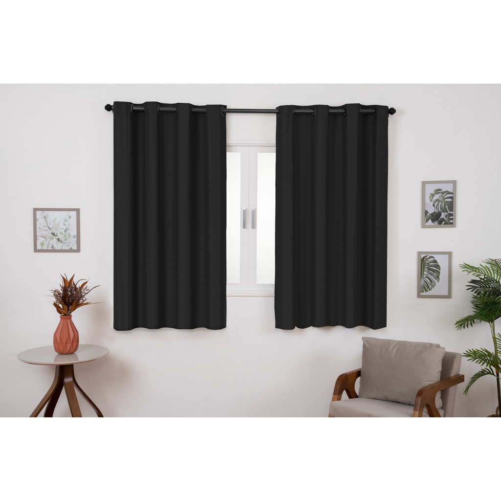 Imagem do produto Cortina Blackout 2,20m x 1,30m Quarto Sala Blackout PVC corta 100 % a luz Varias Cores Preto