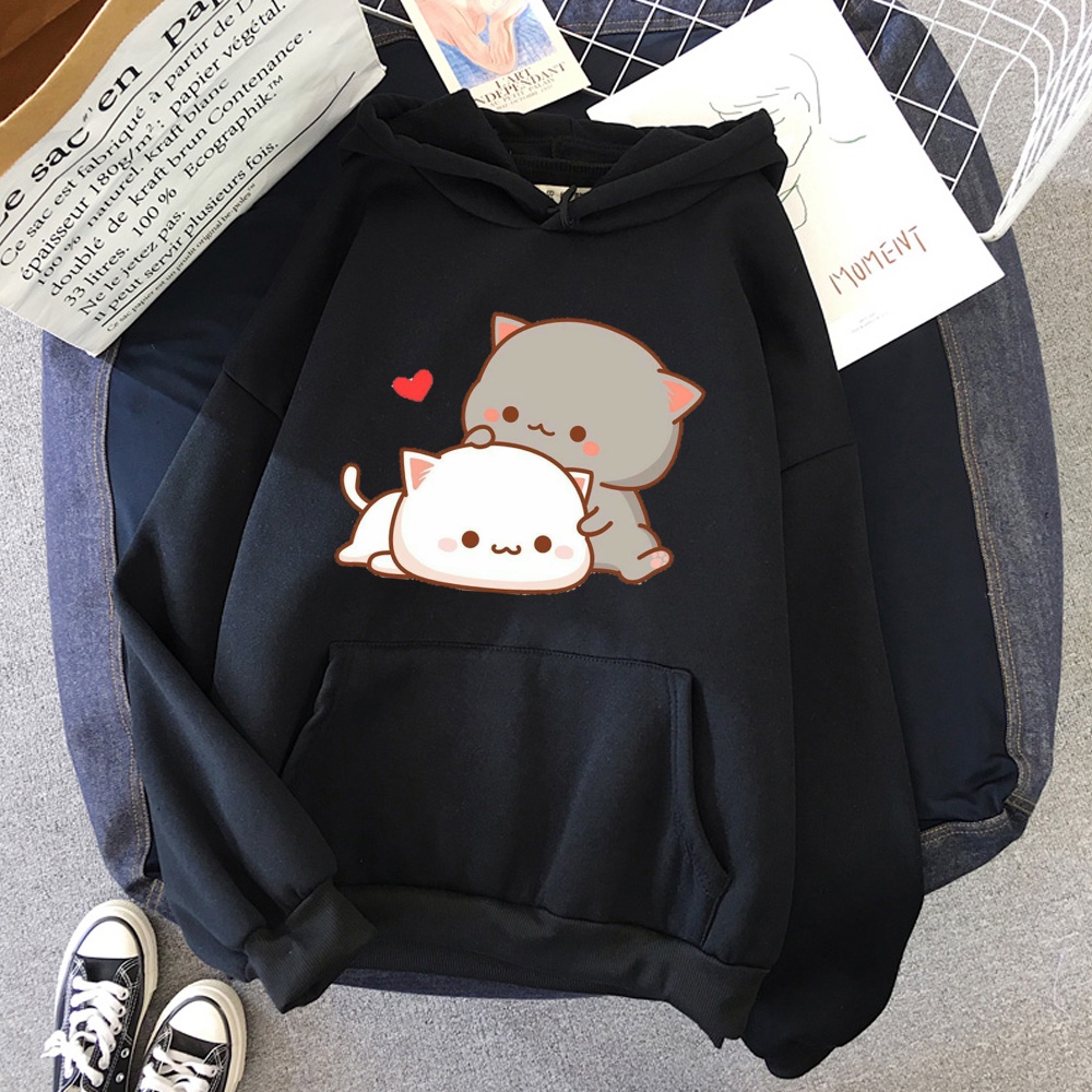 Moletom Blusa Canguru Gatos Juntos Fofo Amor Coração Agasalho.