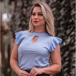 Blusa Feminina Gota Manga Curta Poa Viscose