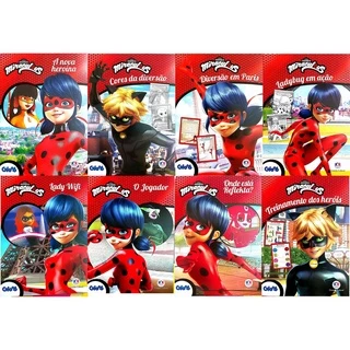 Kit com 8 livros as Aventuras de Ladybug de História e colorir