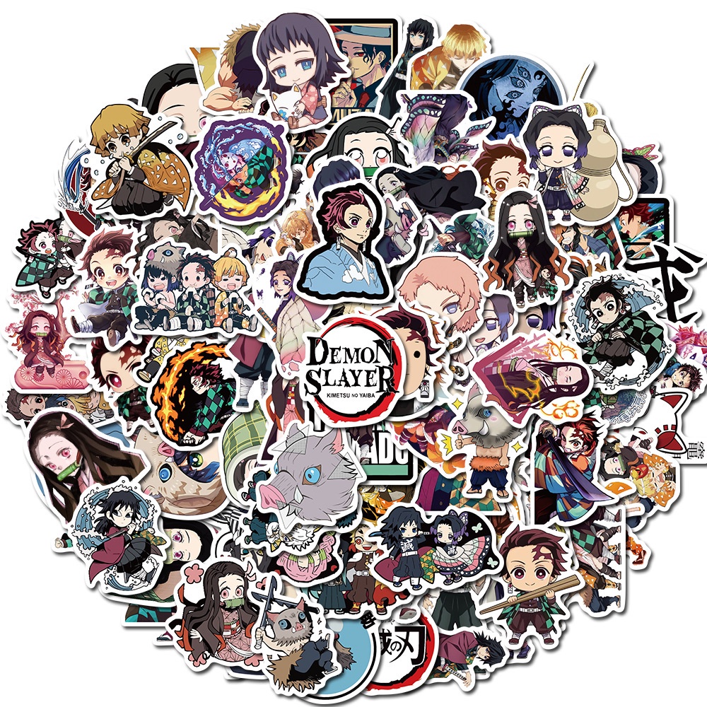 100 PCS Anime Demon Slayer Adesivos Decoração Mala Notebook Quarto Festa À Prova D'água